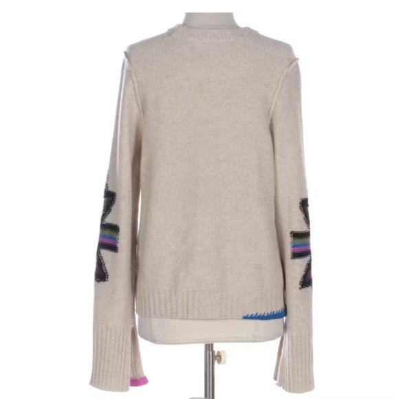 NWT Zadig & Voltaire Halton Intarsia-Knit cashmere jumper - Neutrals Sz L - Picture 3 of 8